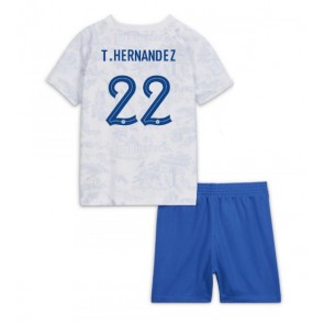 Francuska Theo Hernandez #22 Gostujuci Dres za Dječji SP 2022 Kratak Rukavima (+ kratke hlače)